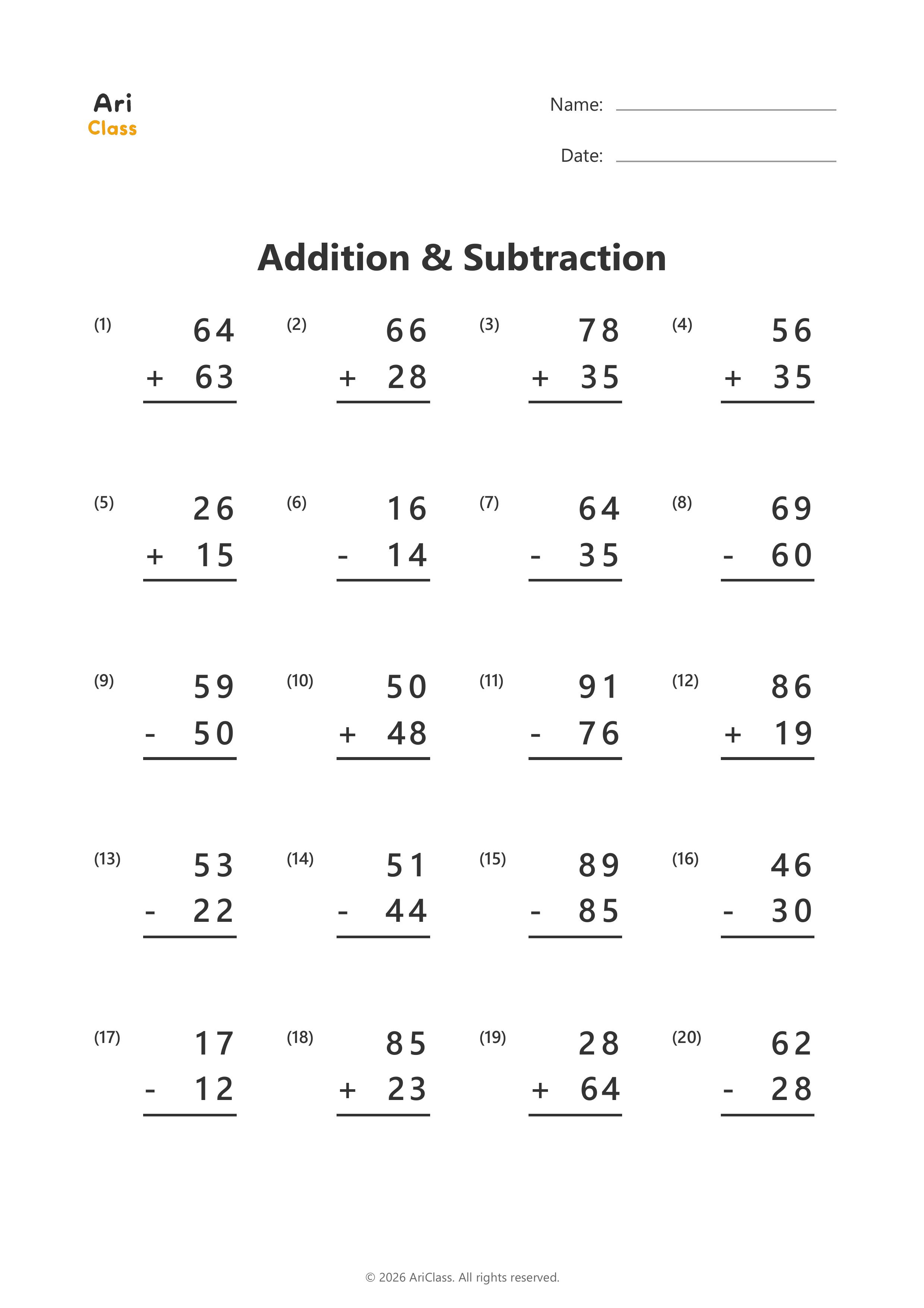 Addition Subtraction
